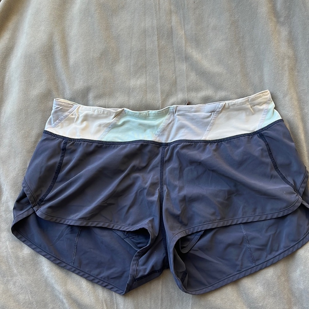 Lululemon navy blue running shorts.